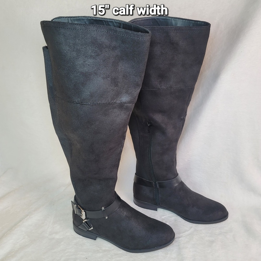 Equestrian Knee High Biker Riding Boots FairyGoth Faux Suede Black Whimsigoth 8M